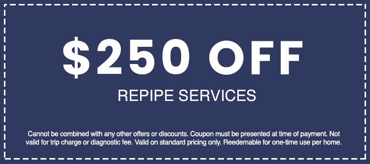 0 off repipe services coupon for AAA Advanced Plumbing & Drain, promotional offer with terms and conditions.