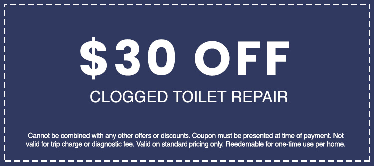  off clogged toilet repair coupon from AAA Advanced Plumbing & Drain, featuring terms and conditions for customer savings on plumbing services.