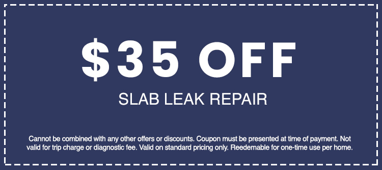  off slab leak repair coupon from AAA Advanced Plumbing & Drain, with terms and conditions for customer savings.